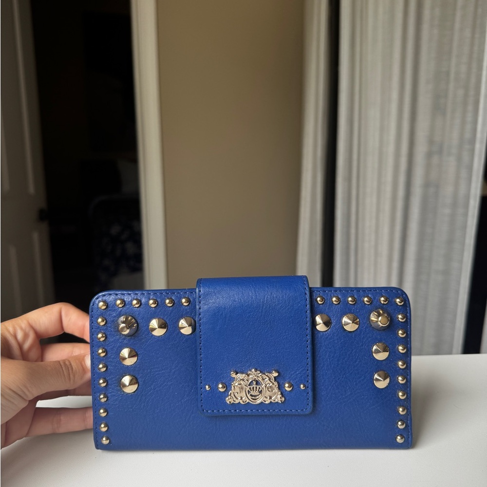 Blue Wallet with Gold Studs